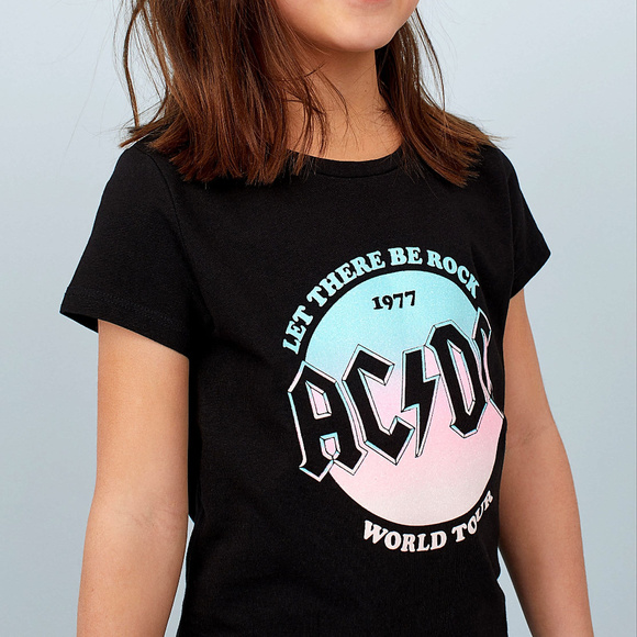 AC/DC Let There Be The Rock Tour 1977 Official Girls Tee 4-6 6-8 NWT - Picture 2 of 4